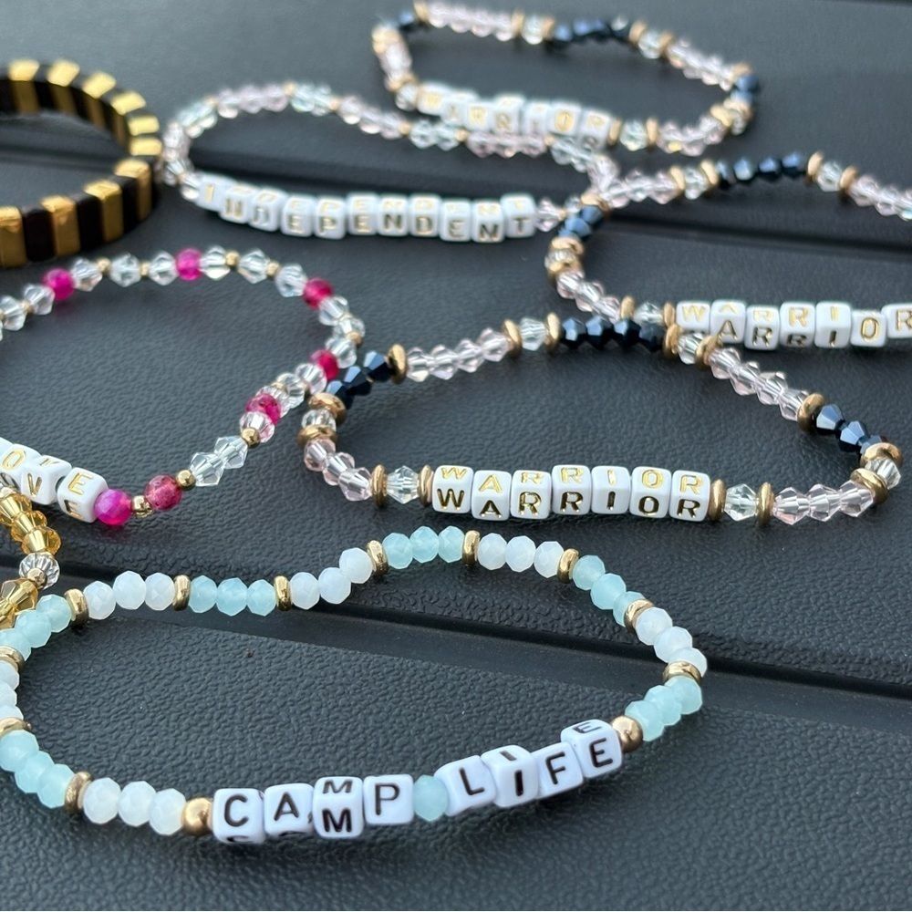 Beaded Stretch Bracelets Lot of 10 Inspirational Gifts Camp Warrior Love Be You